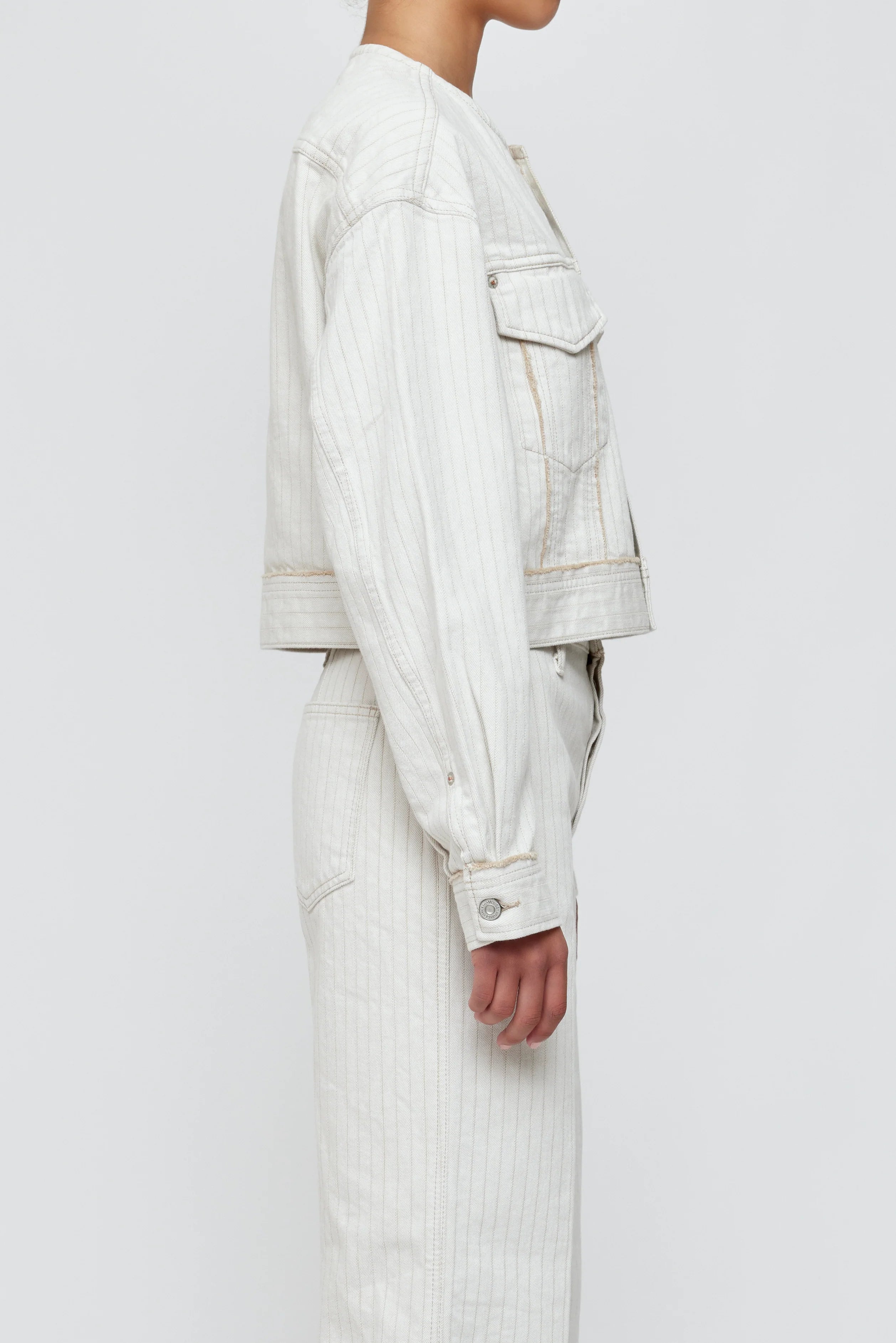 Moussy Vintage Fords No Collar Cropped Jacket、mySite、noshort