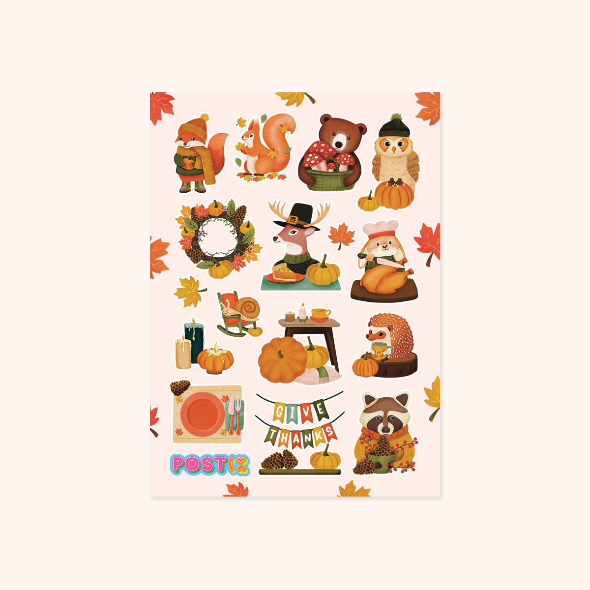  Woodlands Thanksgiving A6 Sticker Sheet、mySite、ghnorth