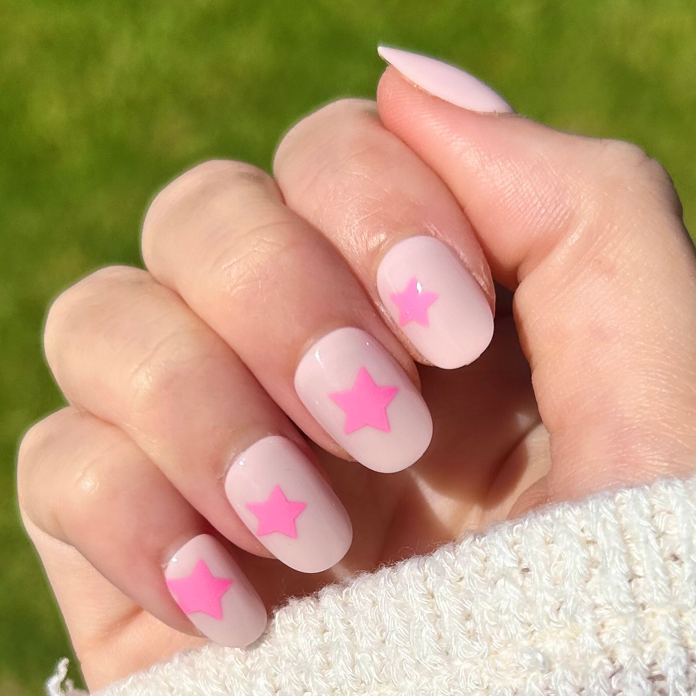 Pink Star Party | Extra Short | Round - Tab Press-On、mySite、solidvoid