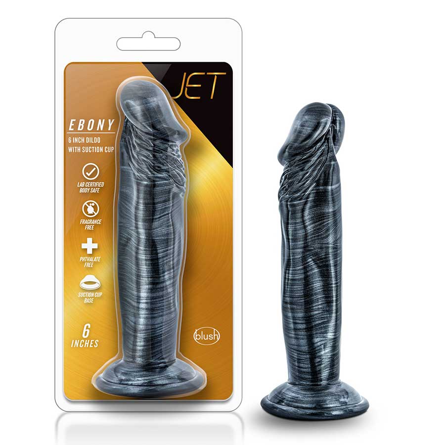 Jet Ebony 6 Inch Carbon Metallic Black Anal Dildo by Blush Novelties、mySite、bottomscart