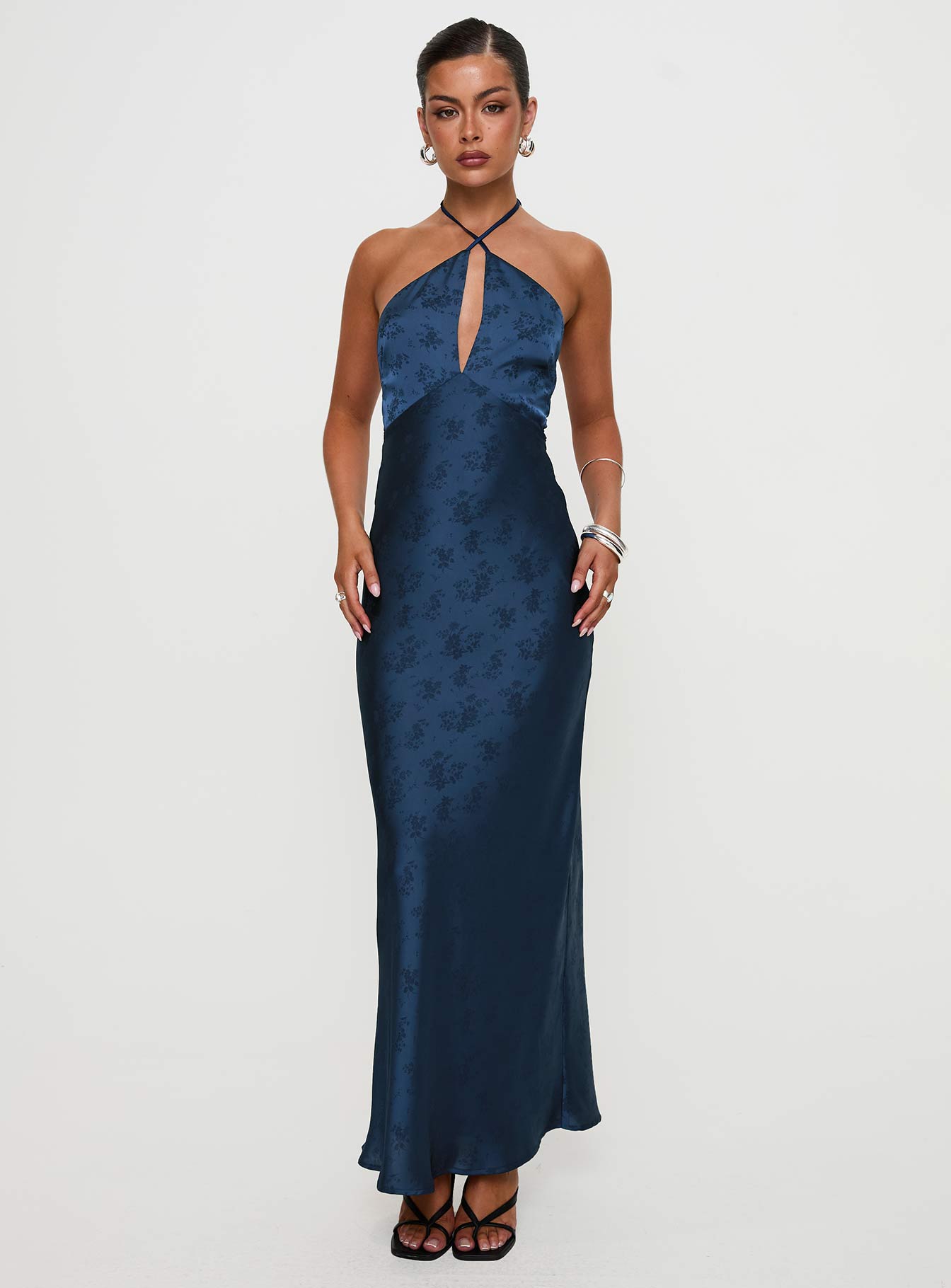 Limosina Halter Maxi Dress Navy、mySite、solidvoid