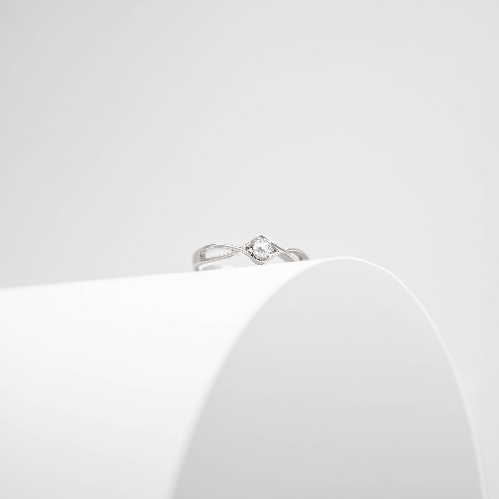 Stainless Steel Twisted Band CZ Accent Ring / ZRJ4137、mySite、dreamappss