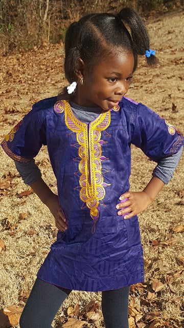 Indigo Blue African Dashiki for Boys and Girls-DPC3963、mySite、solidvoid