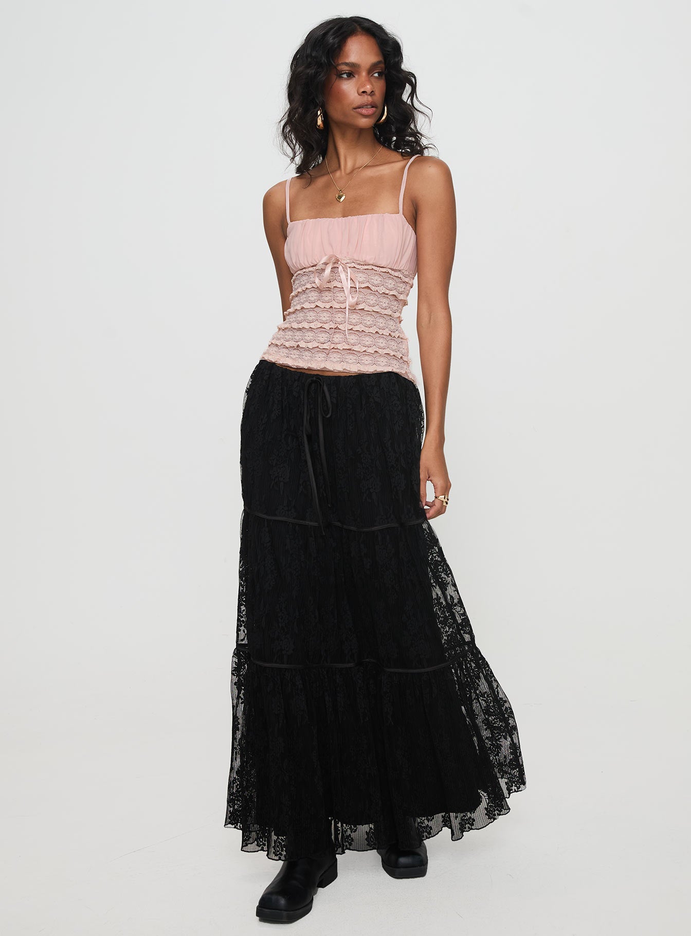 Oh Plisse Maxi Skirt Black、mySite、solidvoid