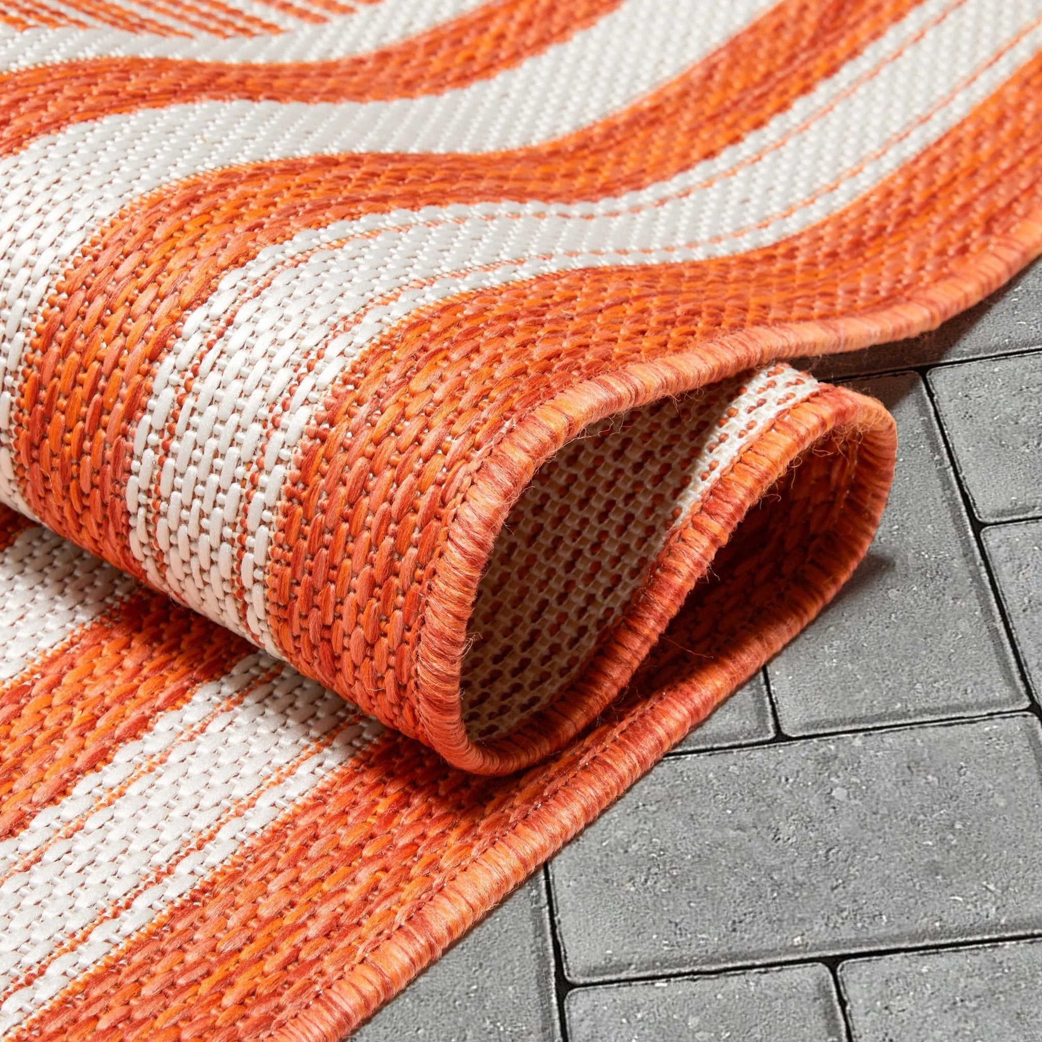 Frankie Modern Stripes Indoor/Outdoor Orange Textured 2'7 x 9'10 Runner Rug、mySite、gigharbornorthrealestate