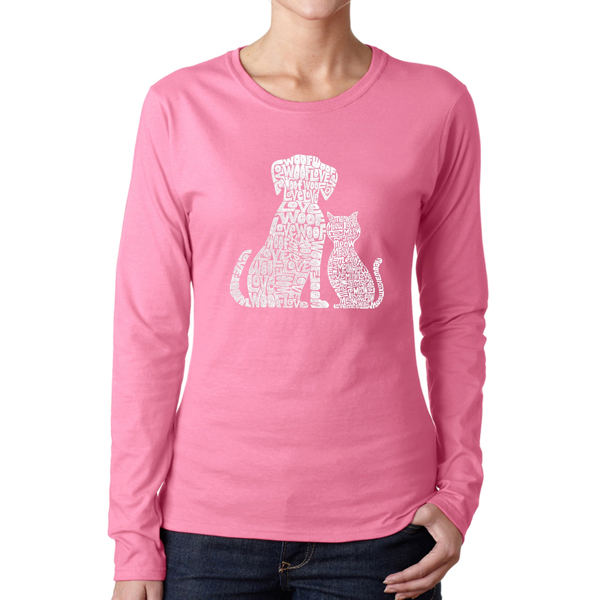 Dogs and Cats - Women's Word Art Long Sleeve T-Shirt、mySite、camillekostekn