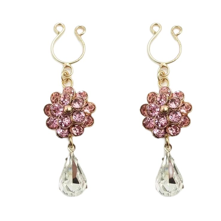 Come Closer Non Piercing | Gold Nipple Pink Flower Ring | Unisex | With Diamonds、mySite、bottomscart