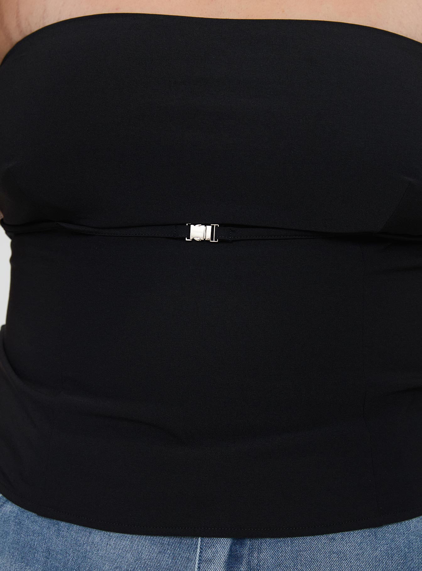 Flounce Strapless Top Black Curve、mySite、solidvoid