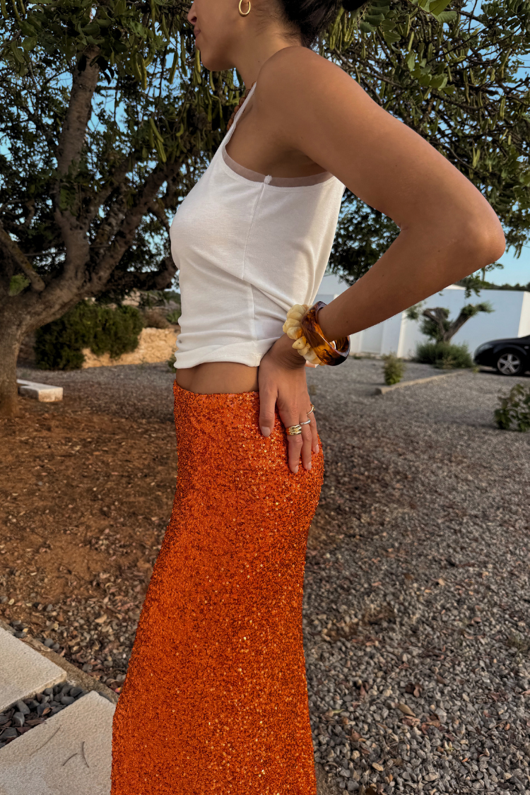 Orange Sequin Dorris Skirt Petite、mySite、solidvoid