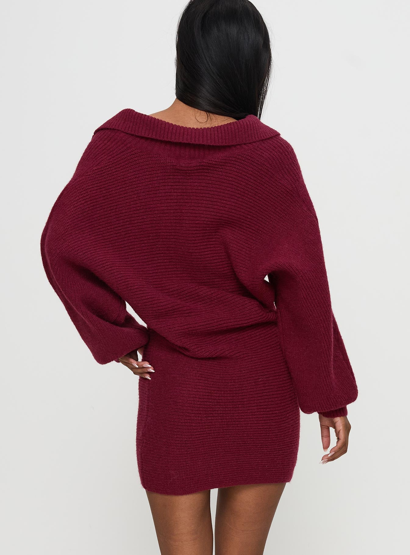 Thorelle Sweater Mini Dress Burgundy、mySite、solidvoid