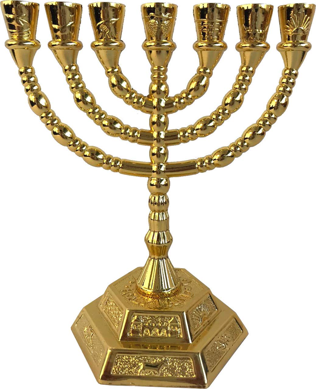 Holy Land Market Jewish Candle Sticks Menorah - 7 Branches - 12 Tribes of Israel Menorah、mySite、topwebapps