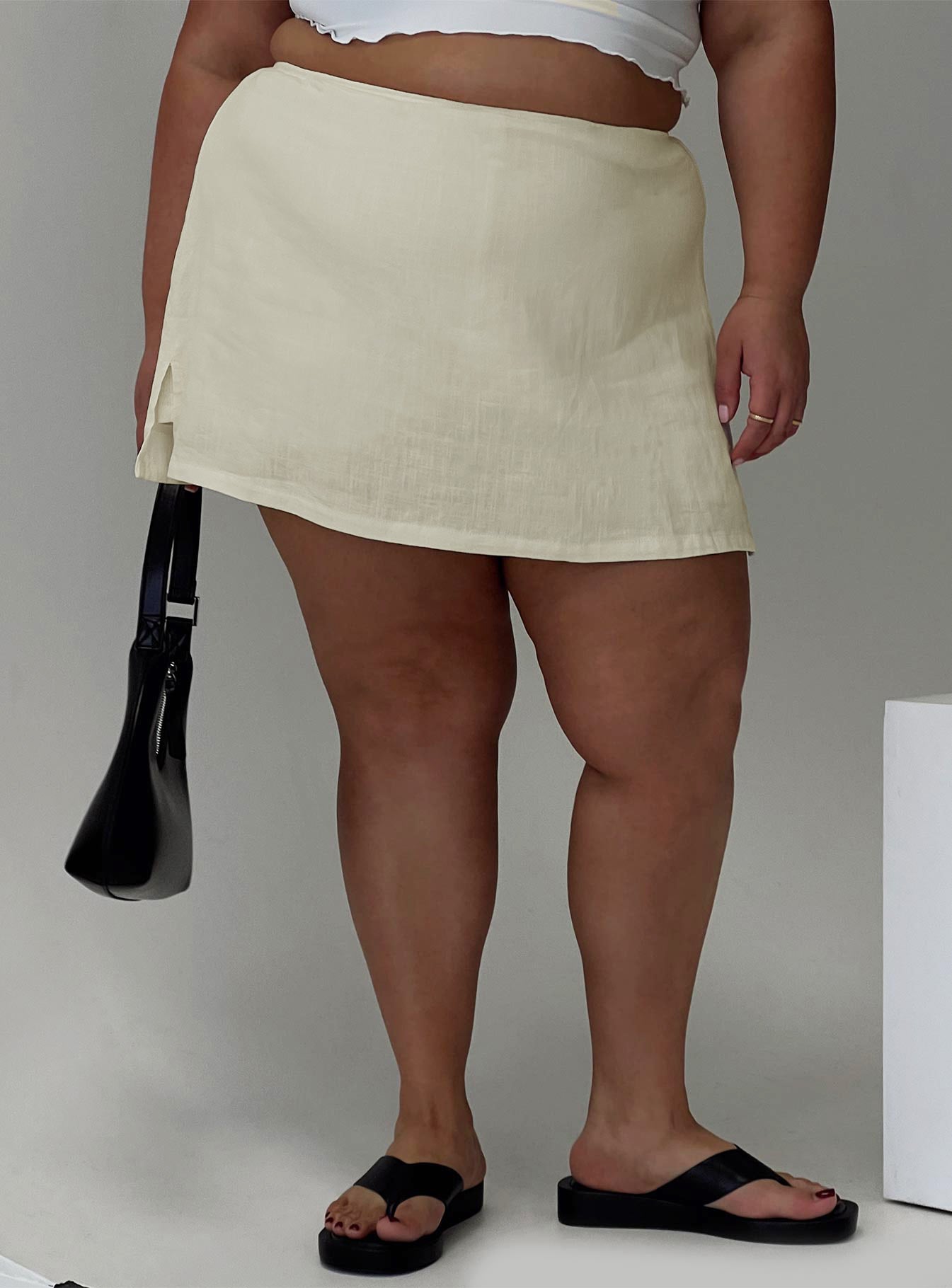 Gigi Skort Linen Cream Curve、mySite、solidvoid