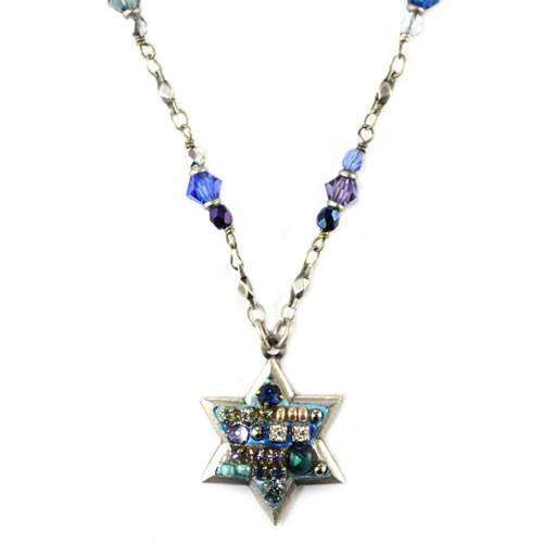 Michal Golan Crystal Blue Mosaic Star of David Necklace、mySite、topwebapps