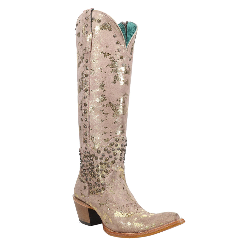 Tall Metallic Embroidered Studded Pointed Toe Cowboy Boot、mySite、gtrtttuynbv