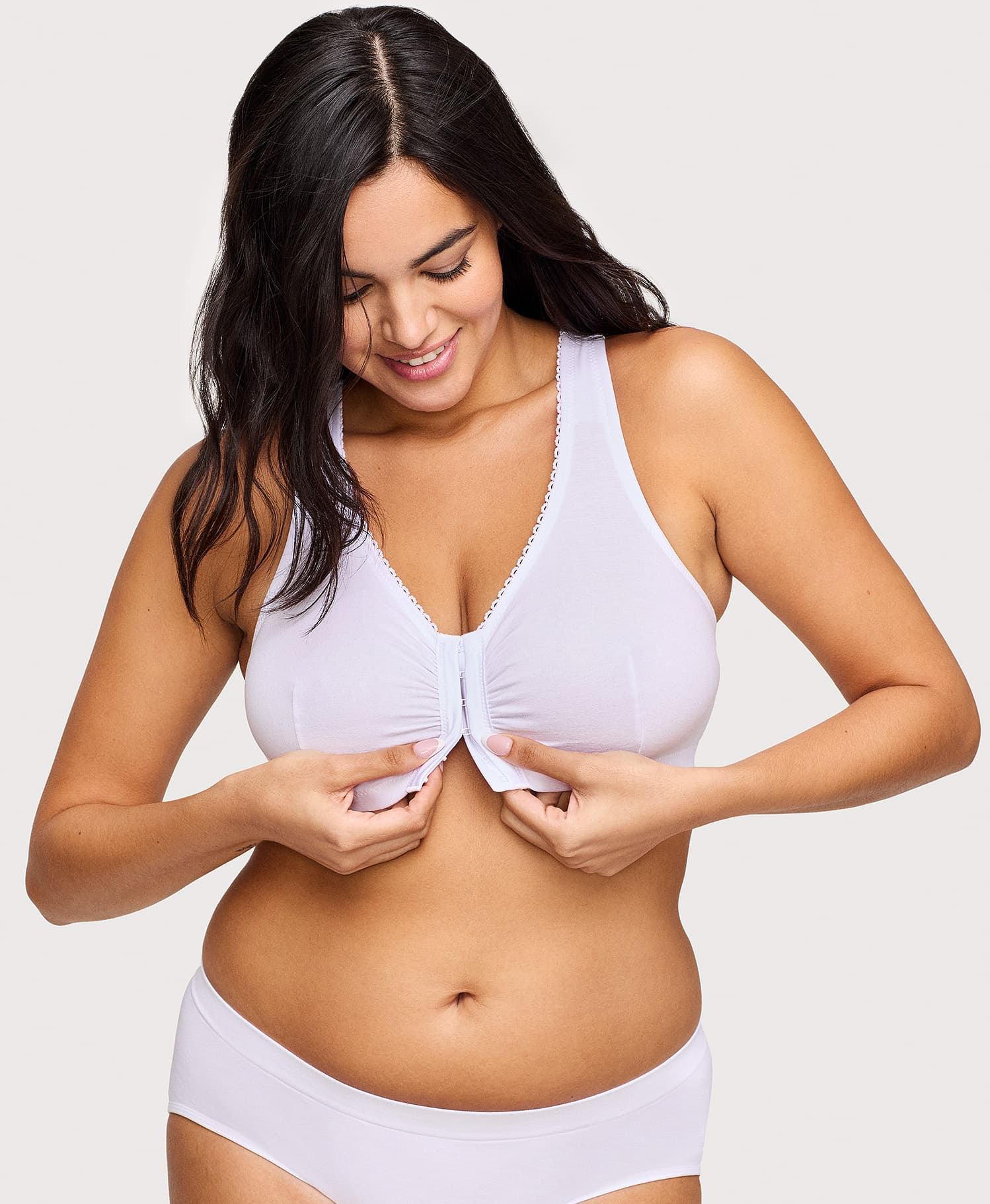  Front-Closure Cotton T-Back Comfort Bra White、mySite、justintrudeaud