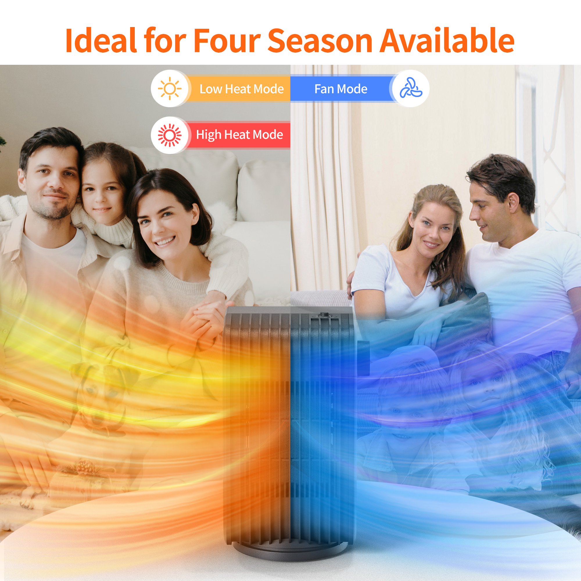 Kloudic Space Heater Electric Heater with 3 Modes, 1500W Small Desk Heater for Indoor Bedroom Office Use、mySite、fannypackpong