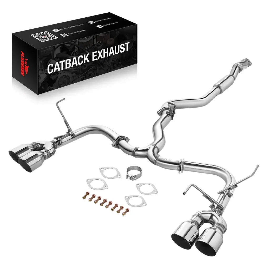 Catback Exhaust System 4 Quad Muffler Tip w Polished Tip for 2015-2024 Subaru WRX / STI、mySite、nflplayoffbracketp