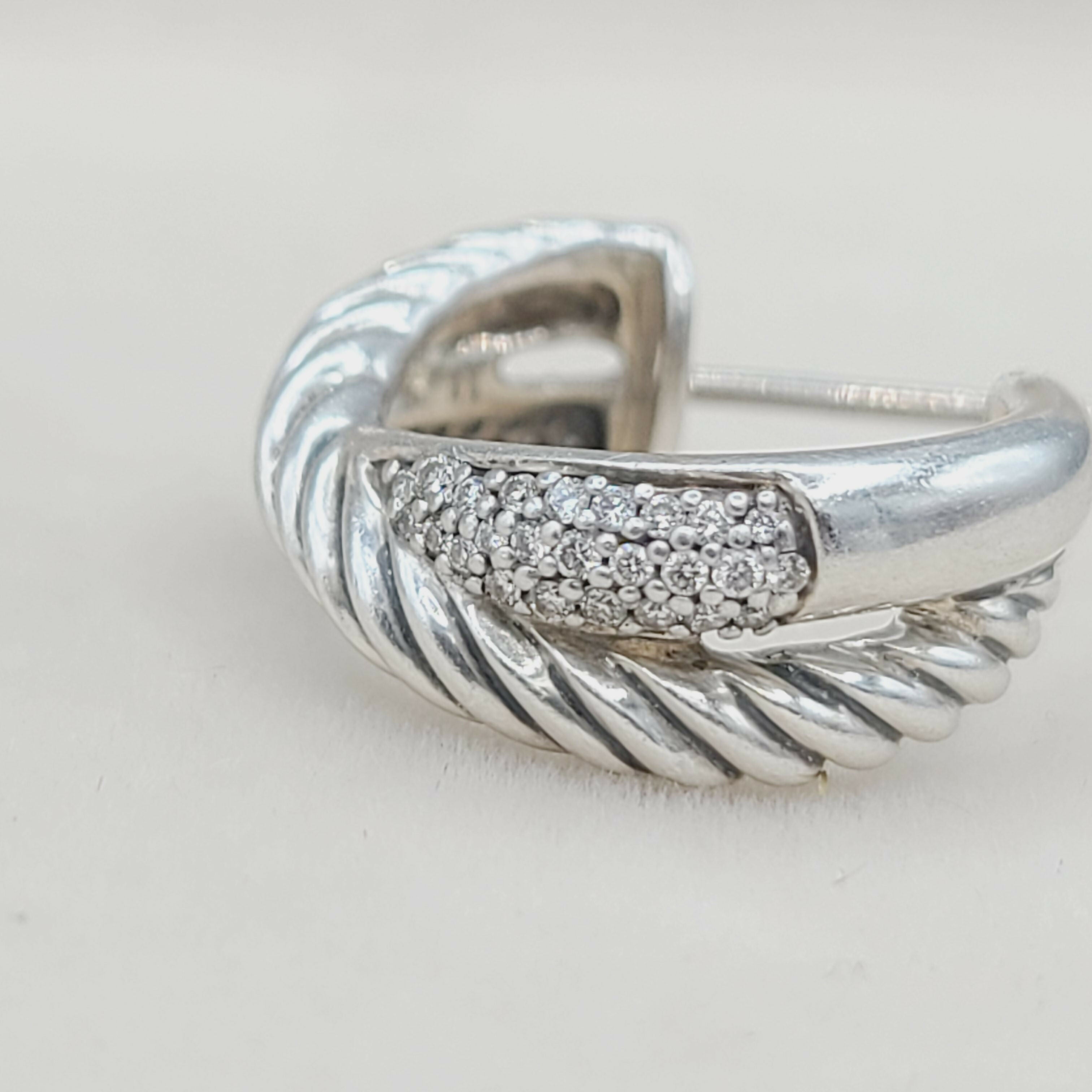 David Yurman Crossover Earrings Wide X Design with Diamonds、mySite、hinf8tx79