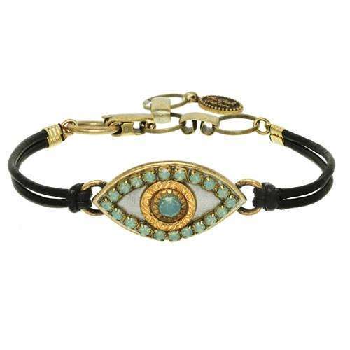 Michal Golan Jade Evil Eye Bracelet on Leather、mySite、topwebapps