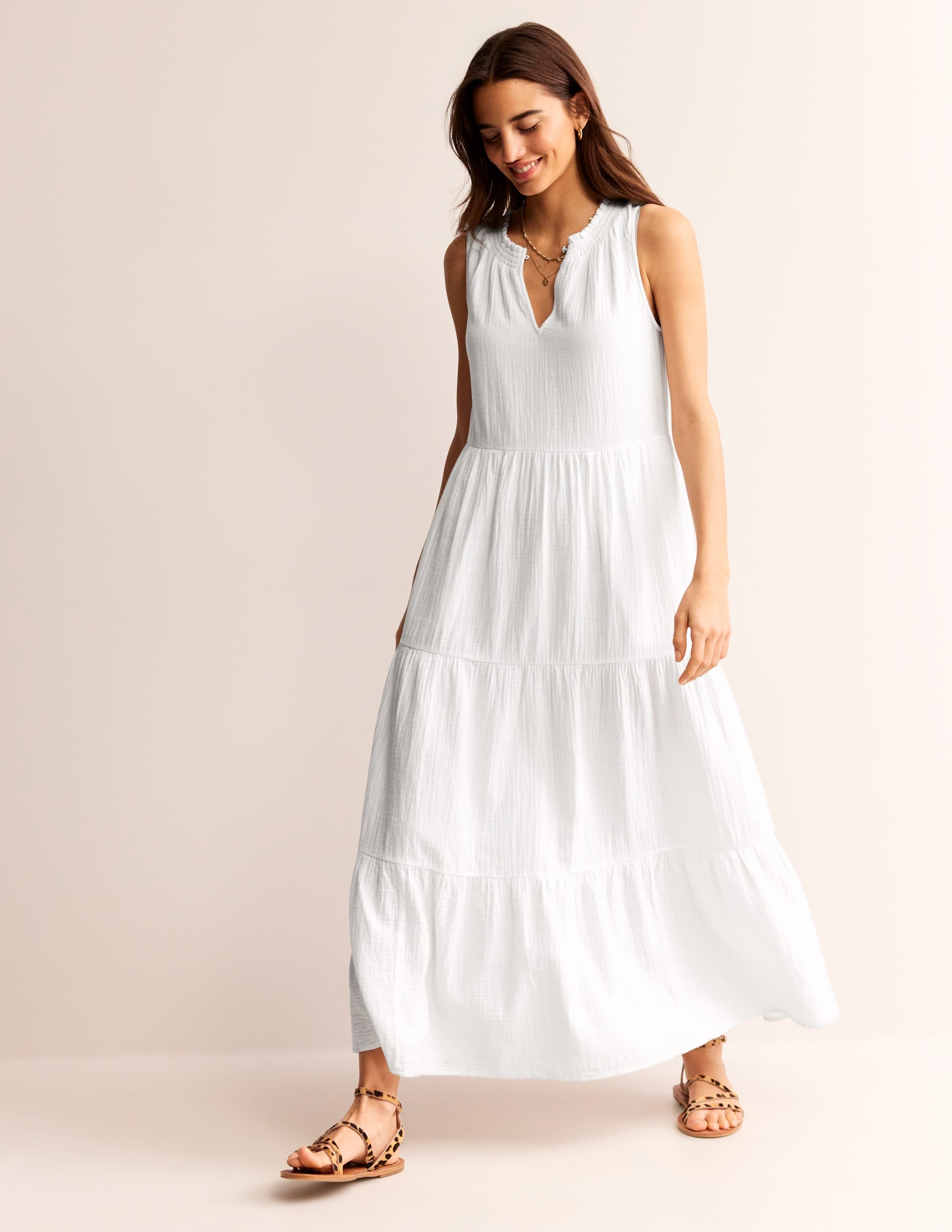  Double Cloth Maxi Tiered Dress-White、mySite、ashleygrahame
