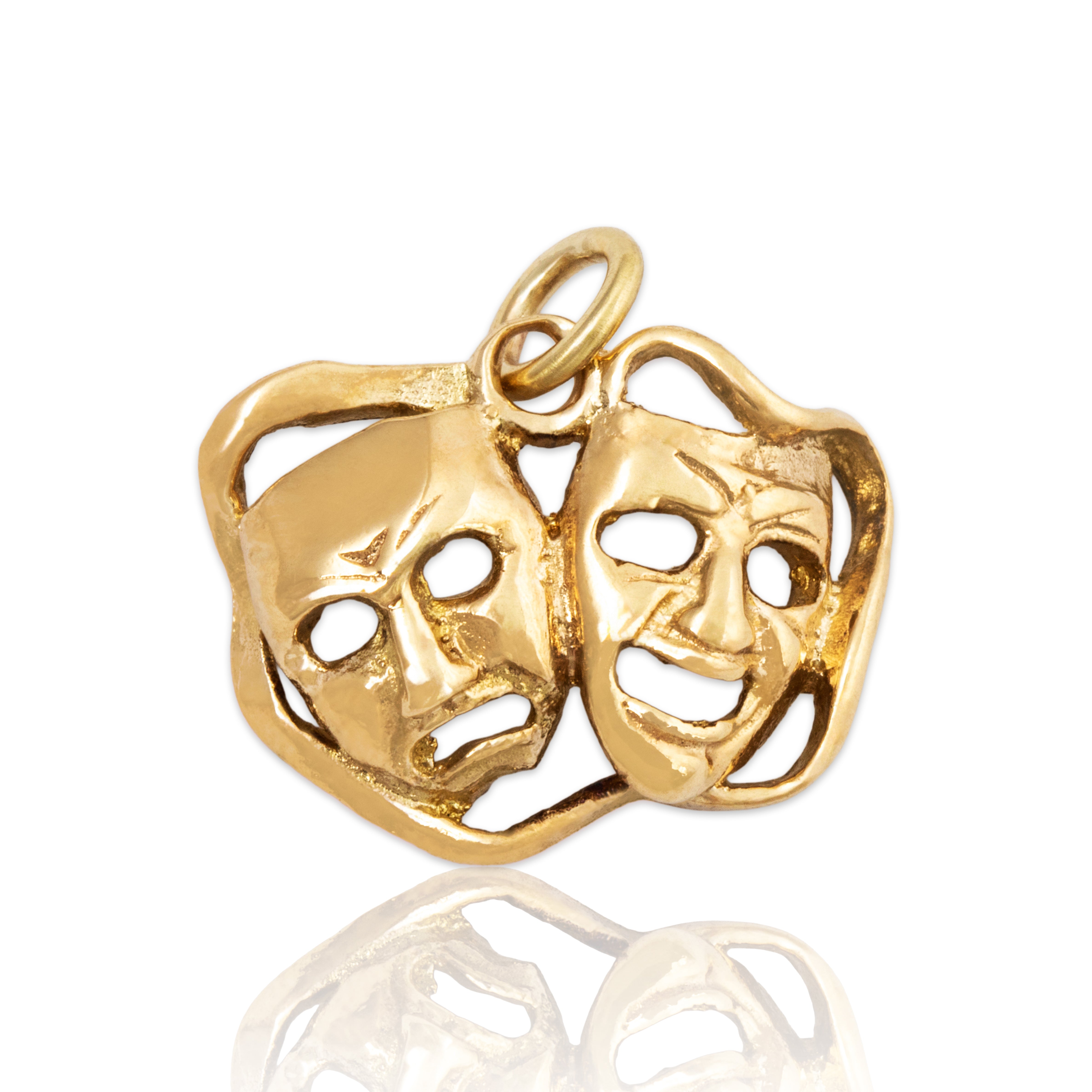 Vintage English 9k Yellow Gold Drama Masks Melpomene & Thalia Charm / Pendant、mySite、hinf8tx79