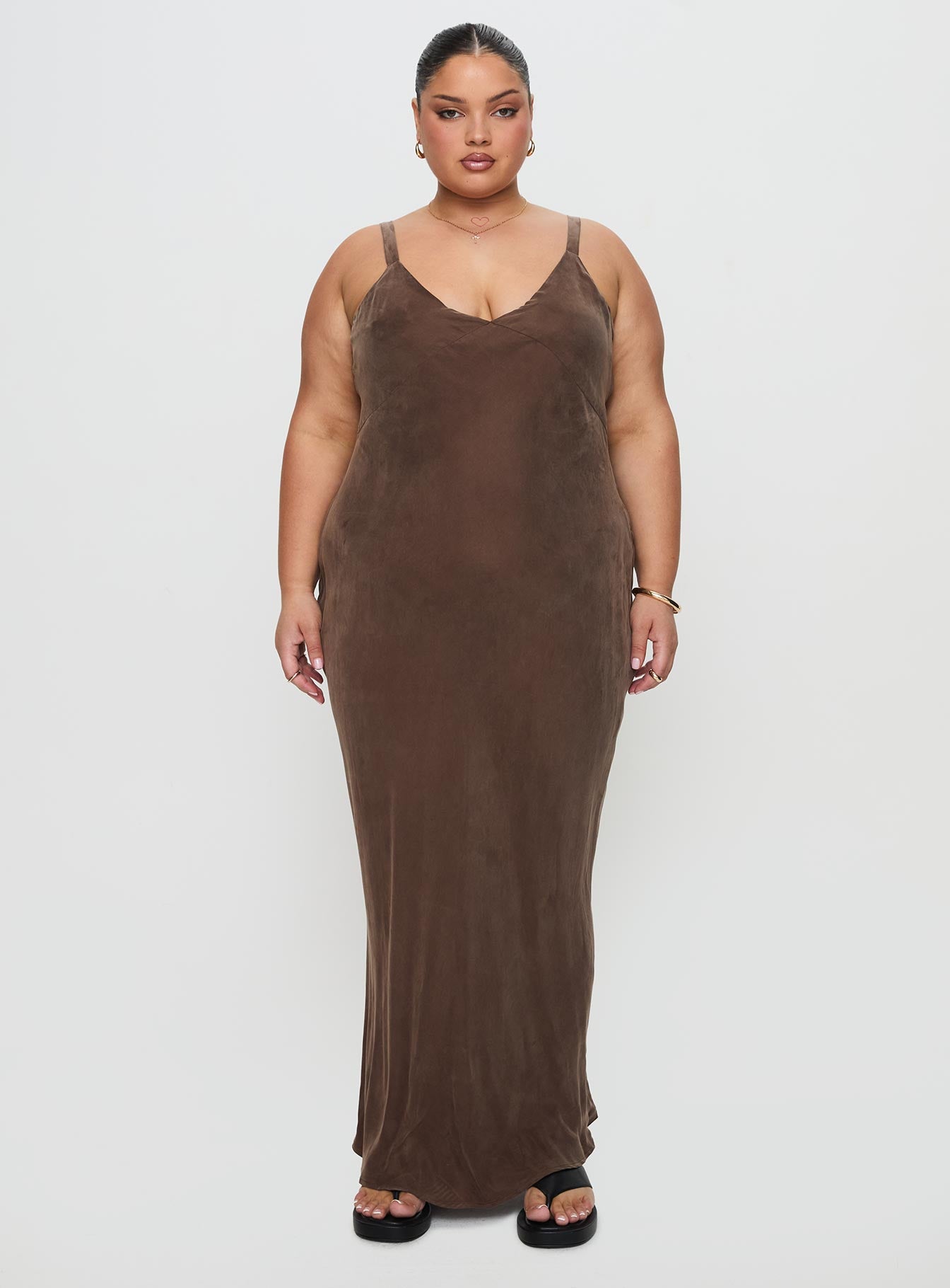 Laurette Maxi Dress Brown Curve、mySite、solidvoid