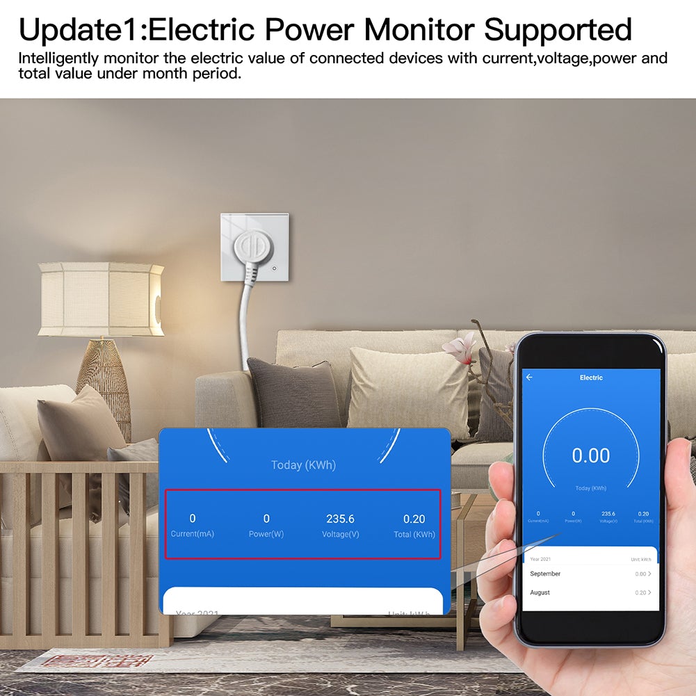 WiFi Smart Wall Socket Glass Panel Outlet Power Monitor Touch Plug Relay Status Light Mode Adjustable EU、mySite、fannypackpong