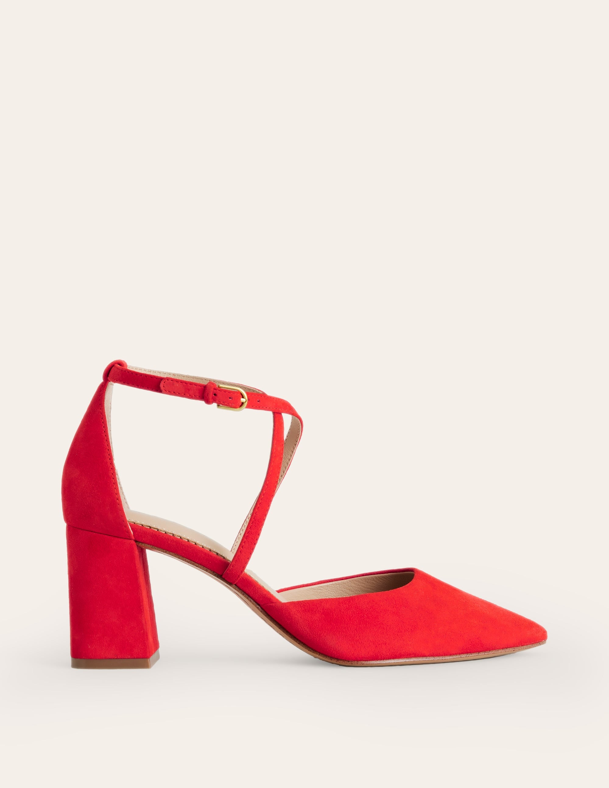  Strap Block Heel Point Courts-Red Suede、mySite、ashleygrahame