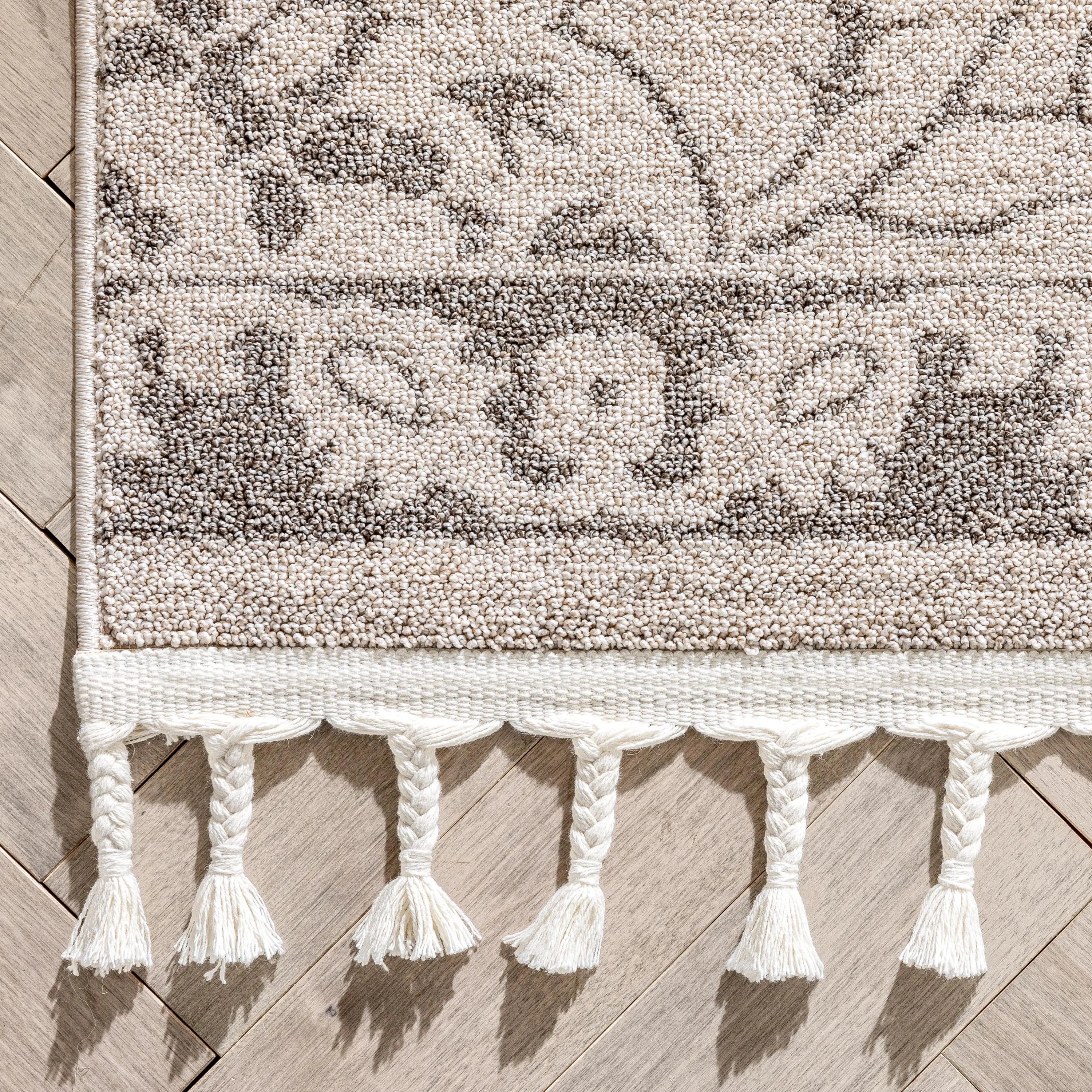 Mara Medallion Botanical Pattern Brown Beige Kilim-Style Rug、mySite、gigharbornorthrealestate