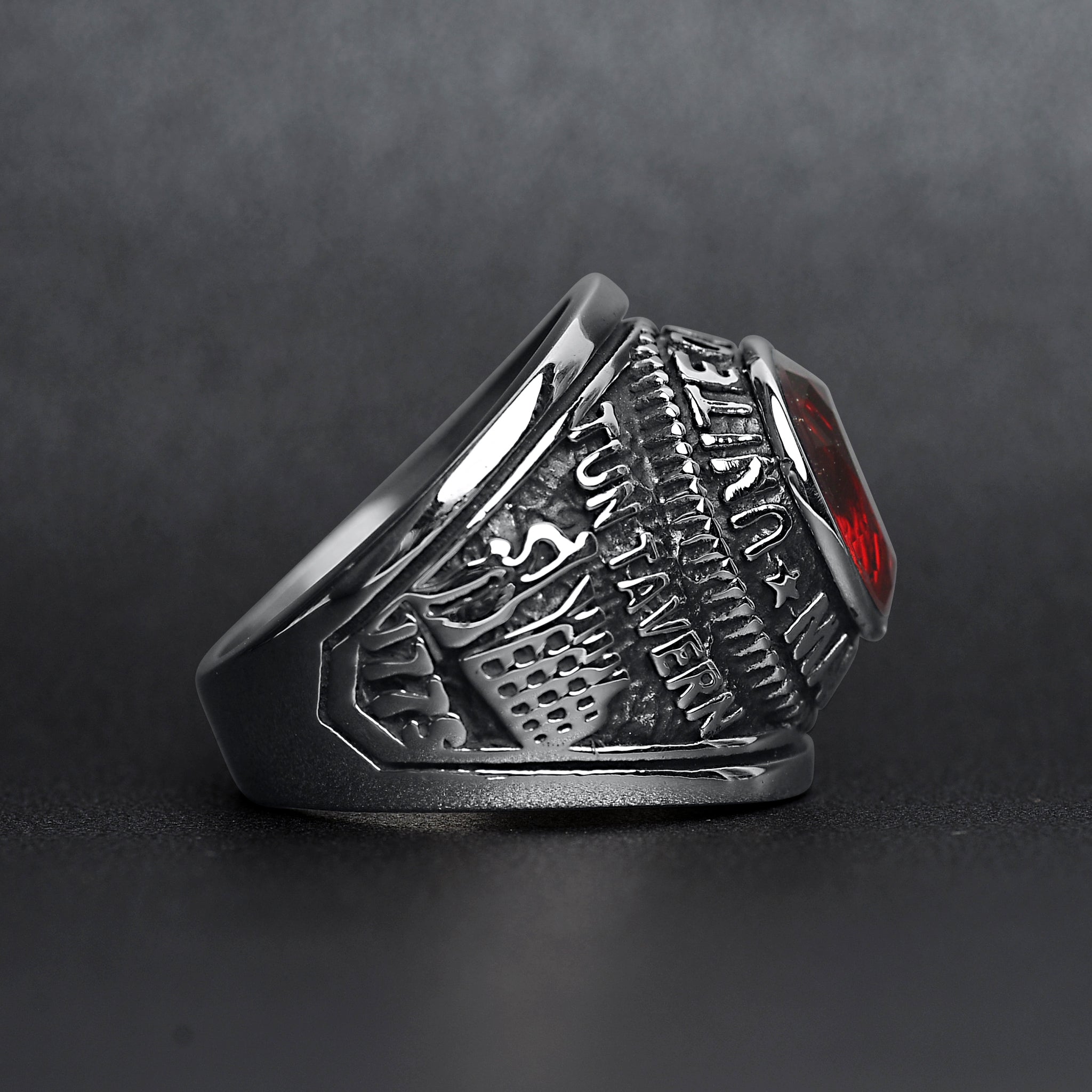 Stainless Steel United States Marine Corp Military Men's Ring with Red Stone / MCR4046、mySite、dreamappss