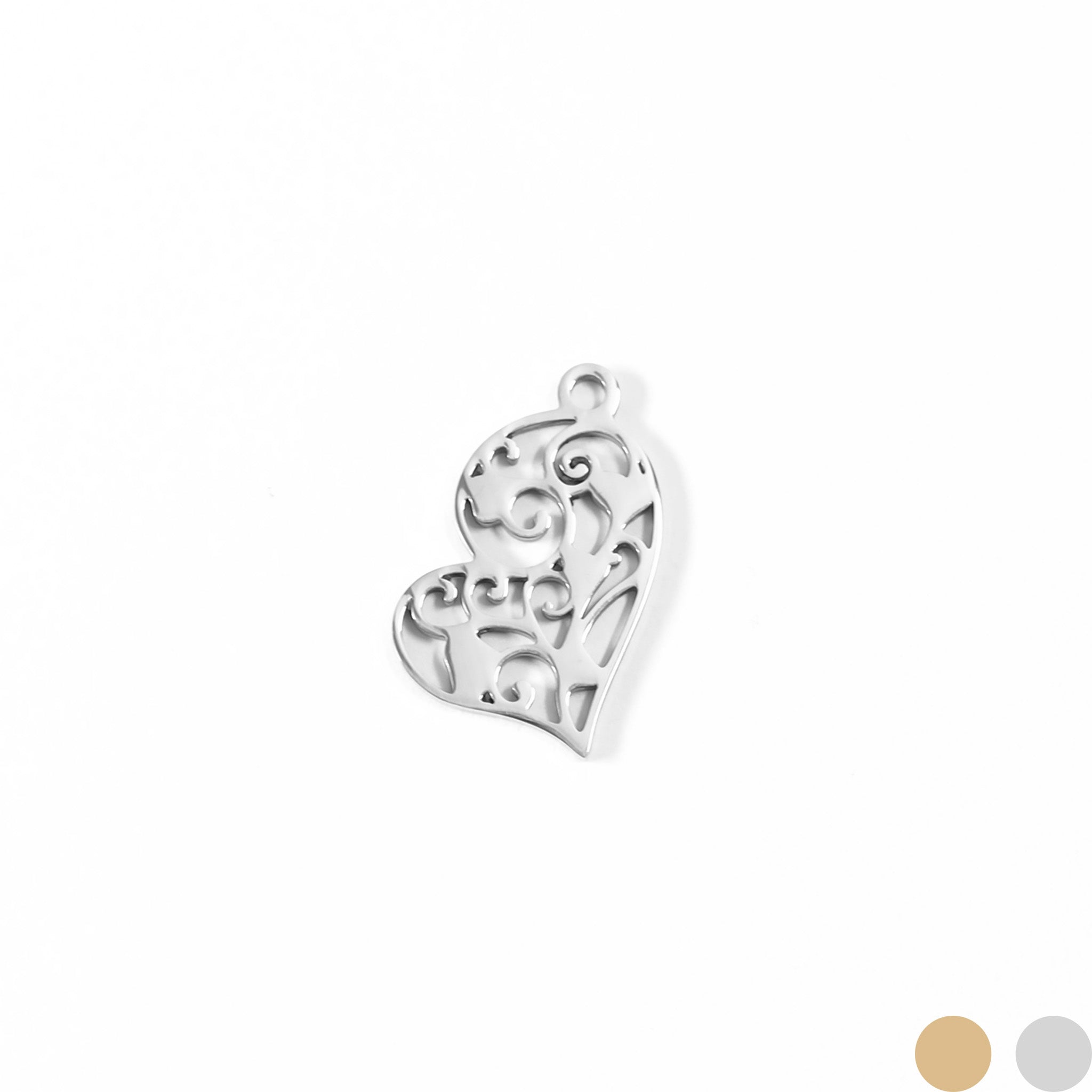 18K Gold PVD Stainless Steel Cutout Heart Charm / PDL0090、mySite、dreamappss