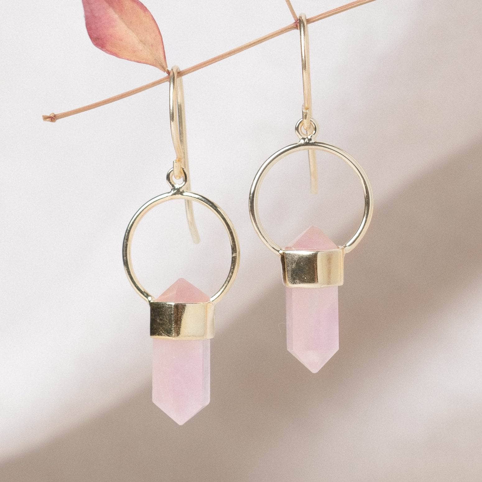 Rose Quartz Crystal Point Earrings、mySite、hinf8tx79