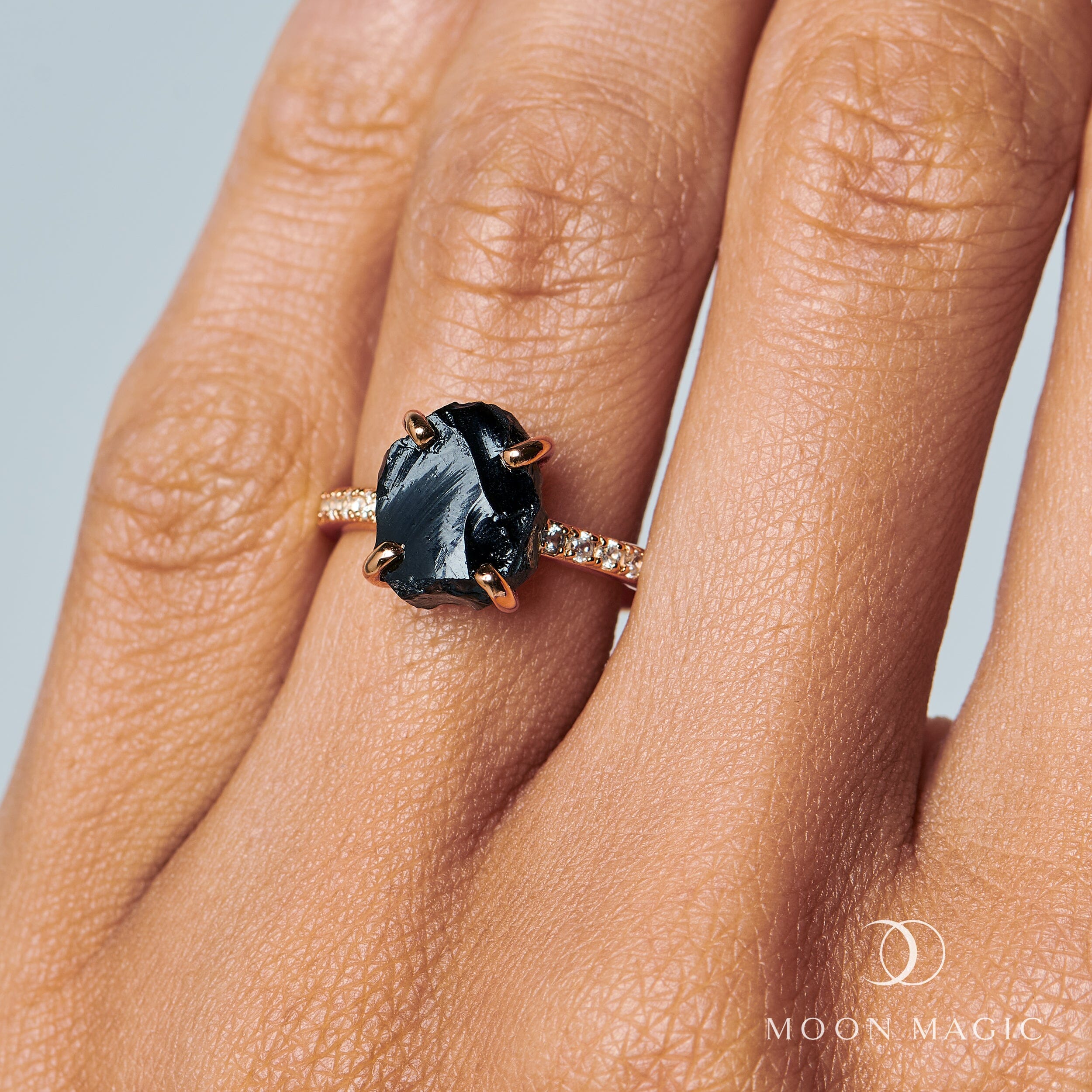 Raw Crystal Ring - Ritzy Black Obsidian、mySite、hinf8tx79
