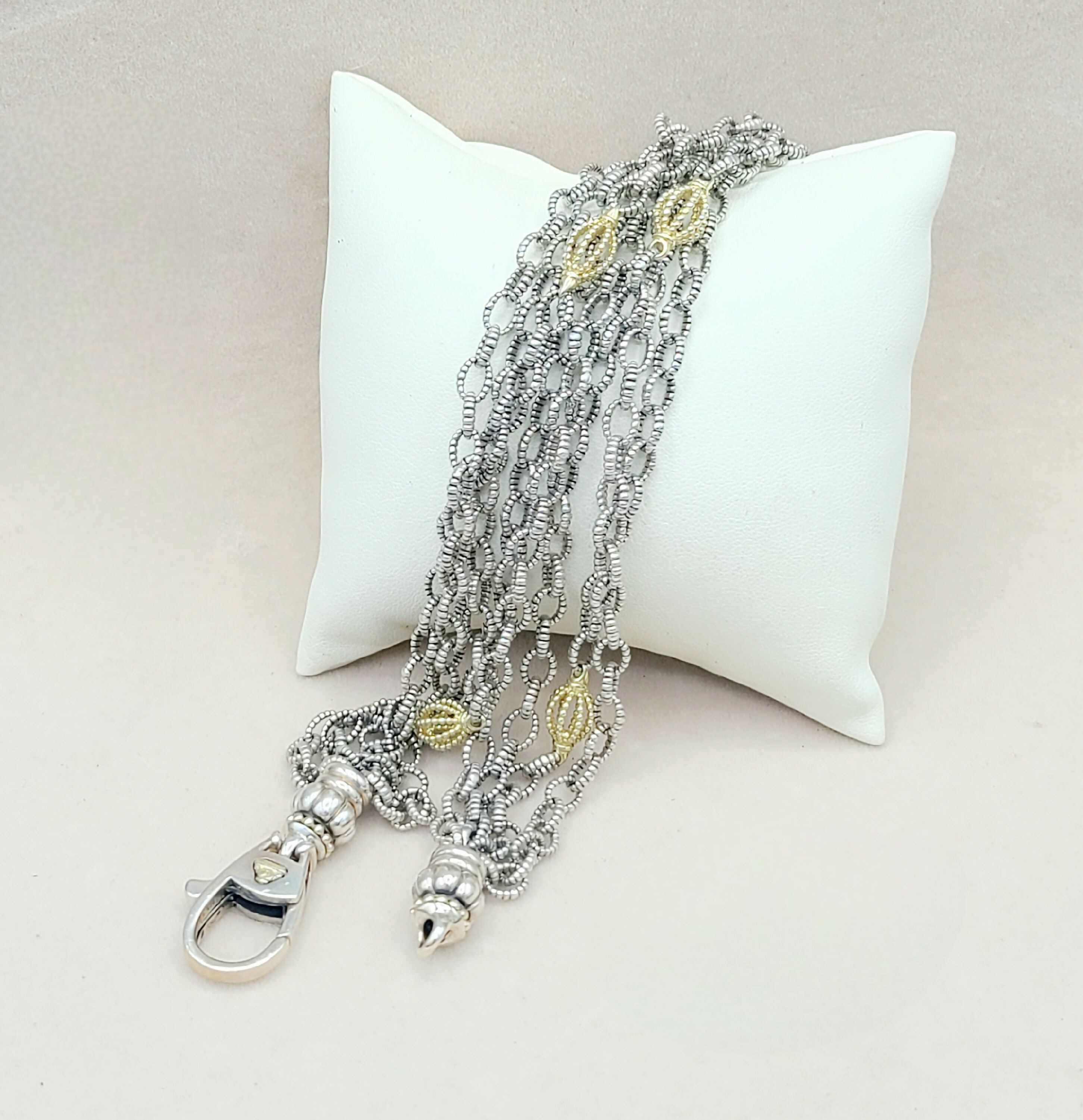 Lagos Caviar Mixed Link Necklace Four Row 18K Gold、mySite、hinf8tx79