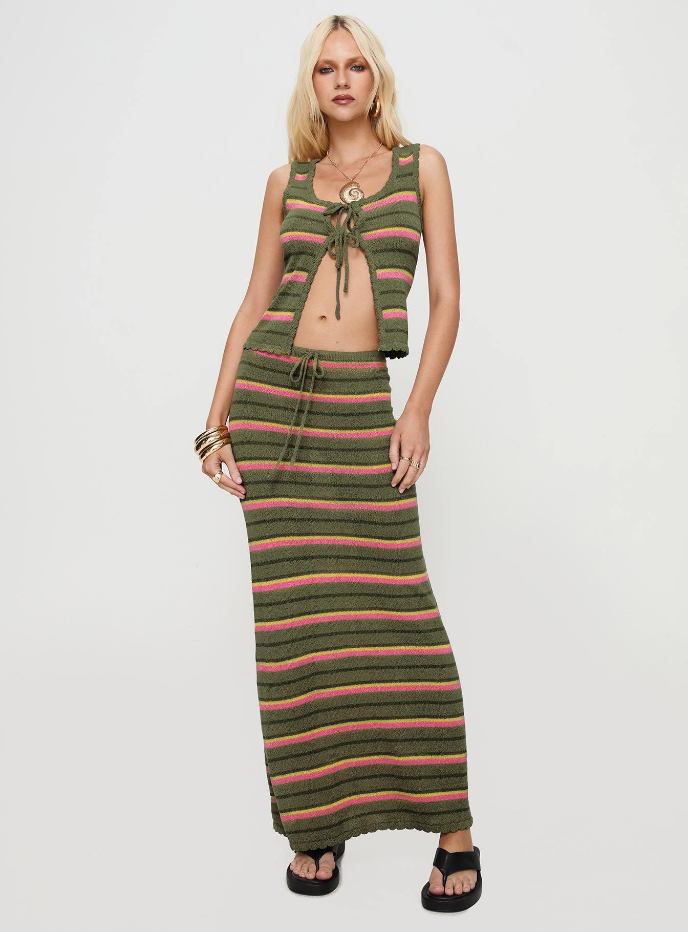 Giulia Knit Maxi Skirt Green Multi、mySite、solidvoid