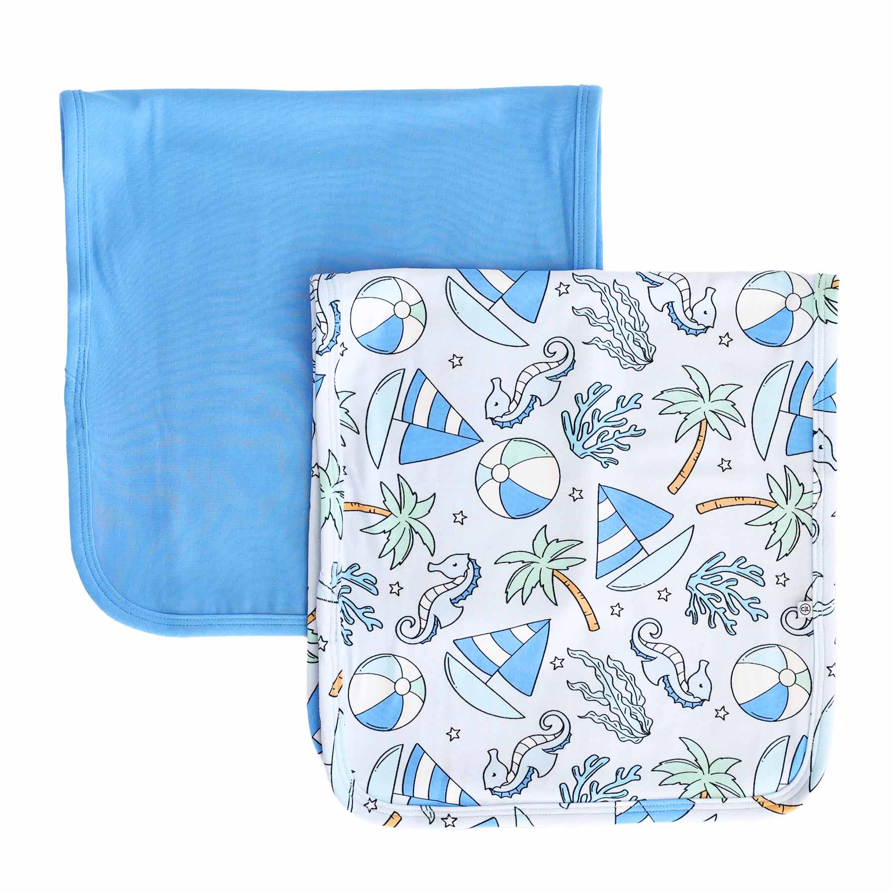  Tiny Tides 2pc Burp Cloth Set | Blue、mySite、layawaytickets