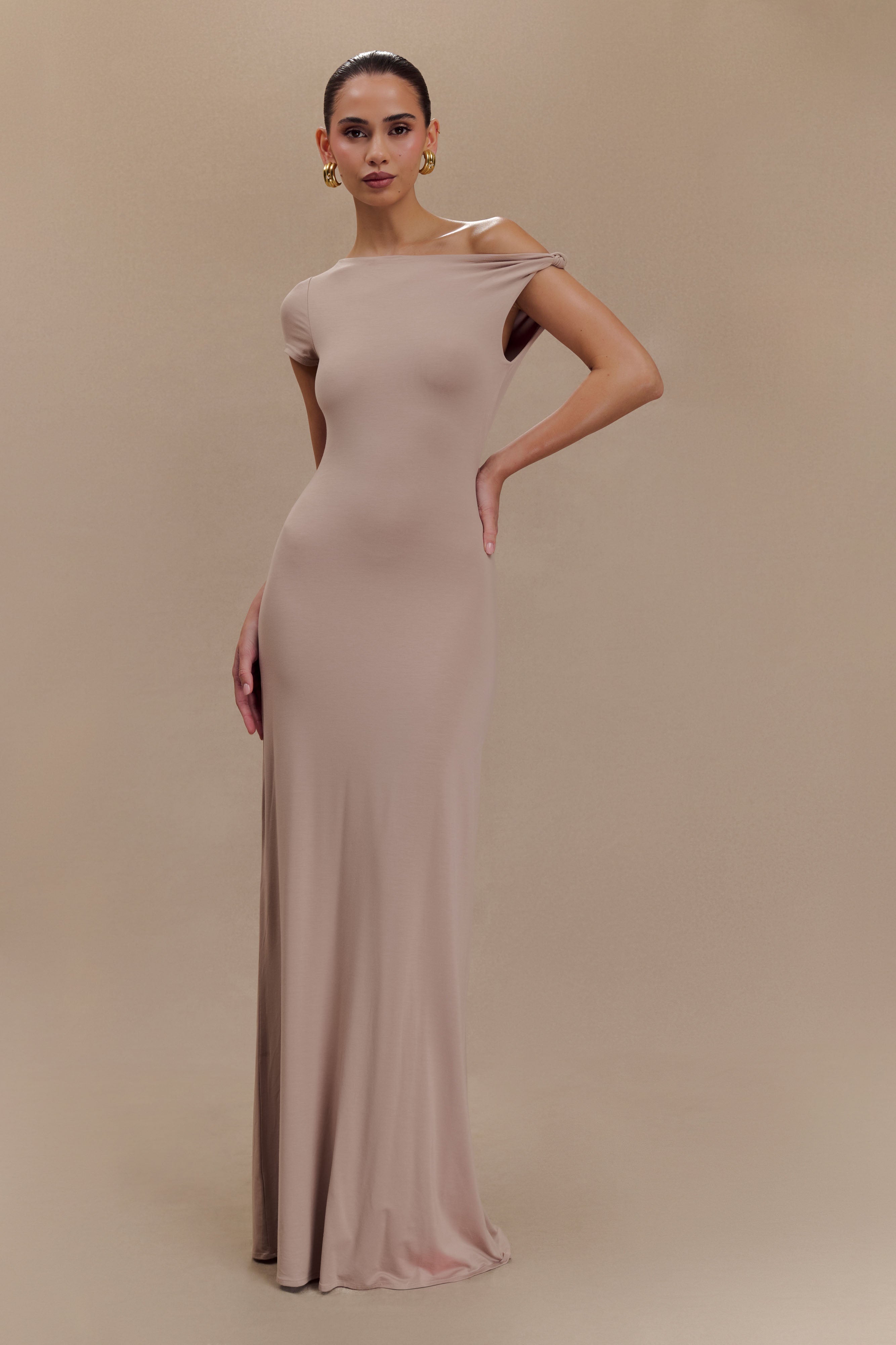 Tamsin Short Sleeve Modal Maxi Dress - Mushroom、mySite、solidvoid