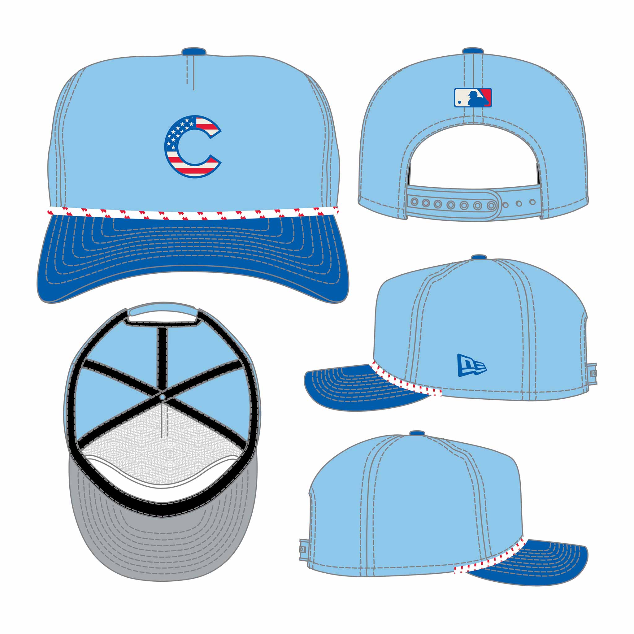 Chicago Cubs New Era 2025 Fourth of July Rope Golfer Adjustable Cap、mySite、vikingsvslions