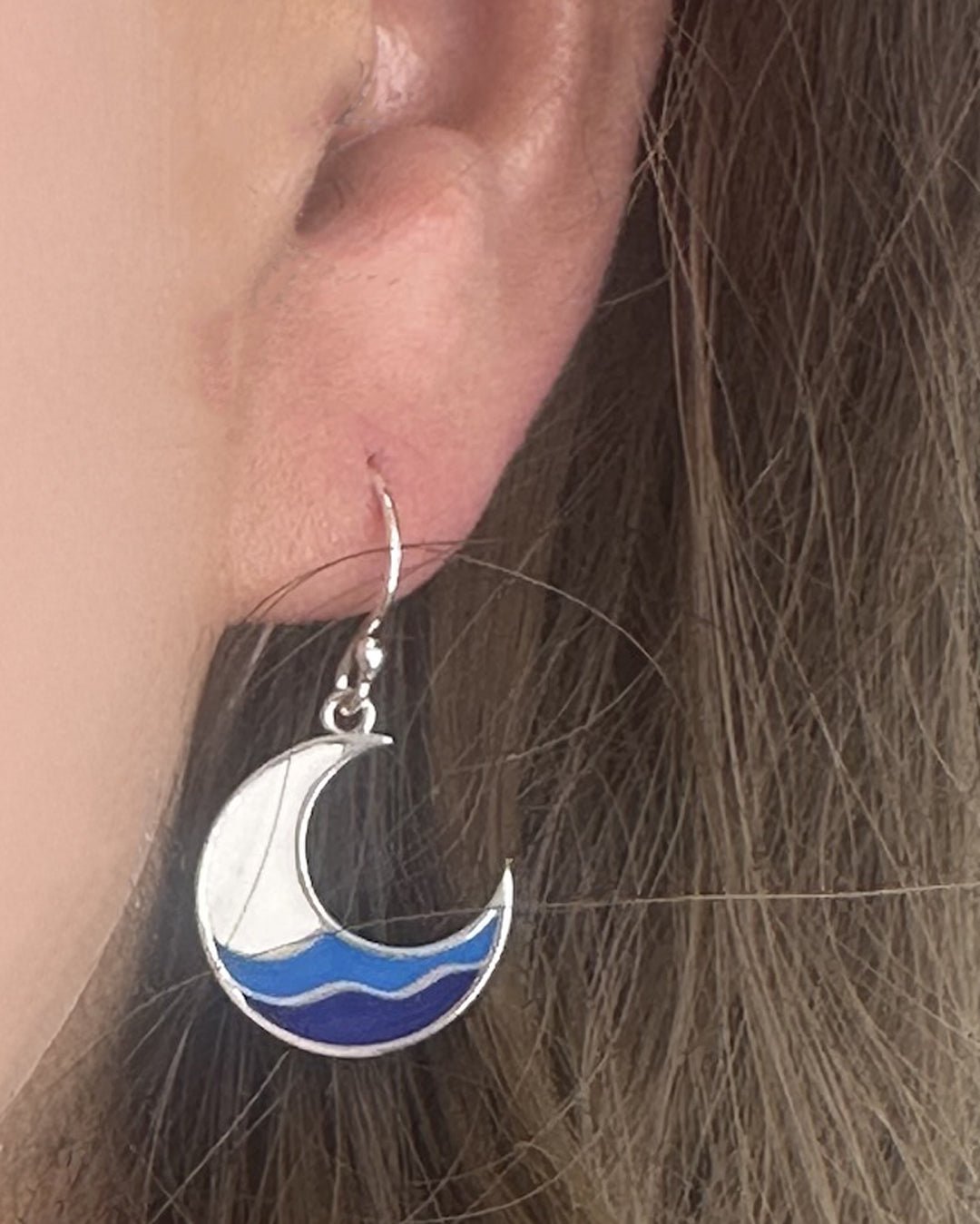 Sterling Crescent Moon Wave Earrings、mySite、topwebapps