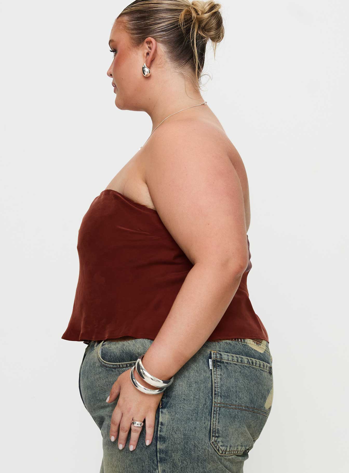 Lucelia Strapless Top Brown Curve、mySite、solidvoid