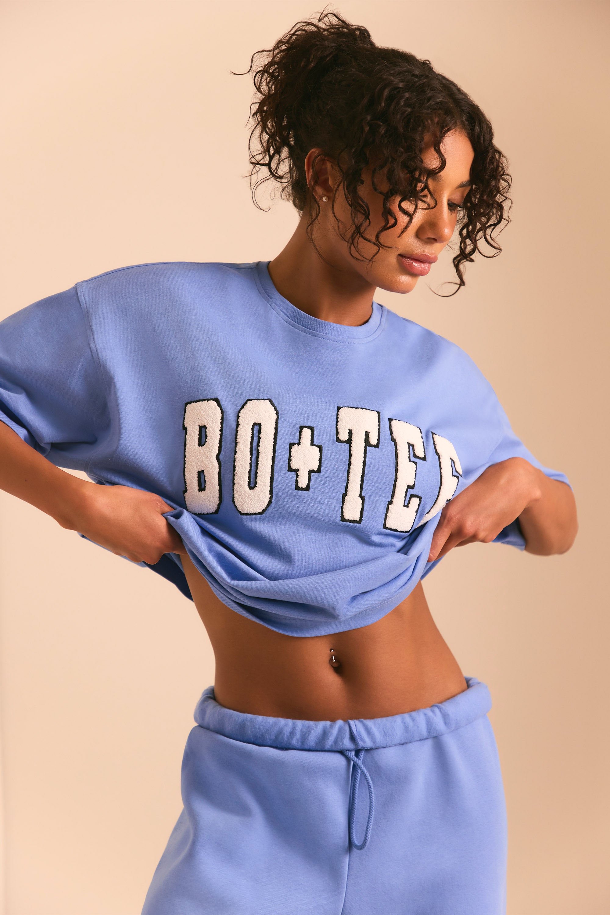 Oversized Short Sleeve T-Shirt in Cerulean Blue、mySite、solidvoid