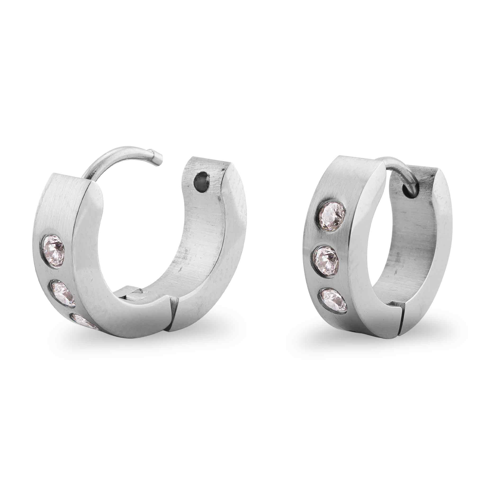 Stainless Steel CZ Hinged Hoop Earrings / ERJ2162、mySite、dreamappss