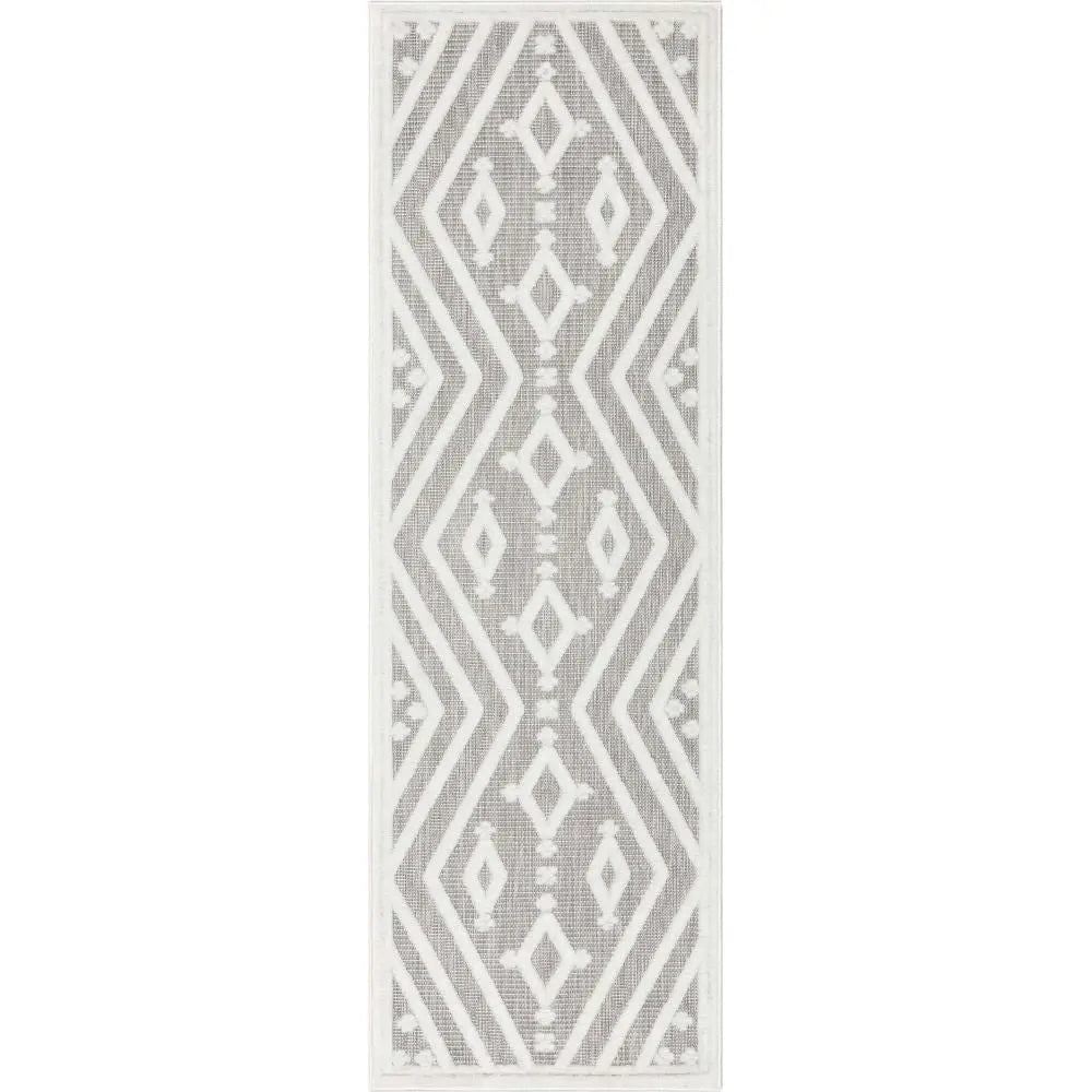 Mali Tribal Diamond Pattern Indoor/Outdoor Grey High-Low Rug、mySite、gigharbornorthrealestate