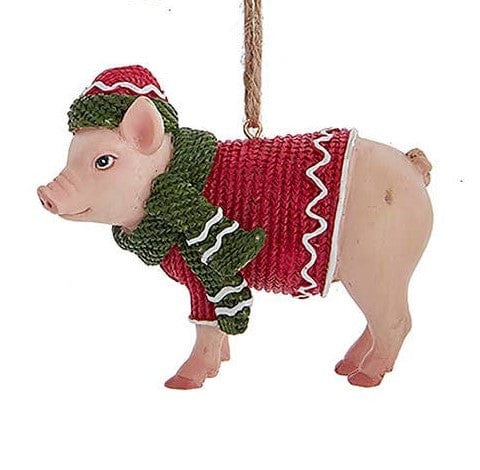 FARM ANIMALS W/SWEATER and SCARF Ornaments Pig,Cow, Chicken Kurt Adler、mySite、g9winljtr