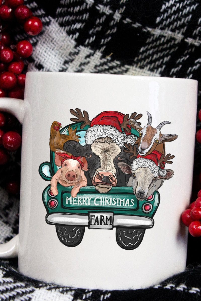 Merry Christmas from The FARM! Cute Farm Animal Holiday 15oz Mug *、mySite、g9winljtr