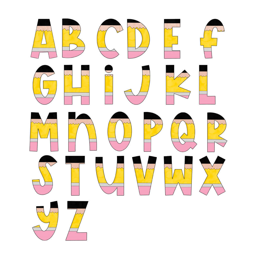  Personalized Pencil Letters Kids Graphic Tee | Natural、mySite、layawaytickets