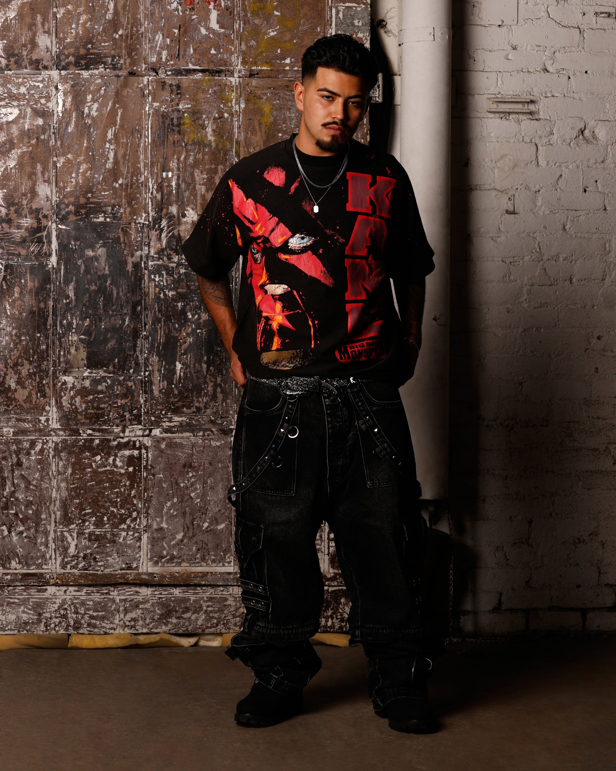 Loiter X WWE Kane Vintage T-Shirt Vintage Black、mySite、zt4zffjzw