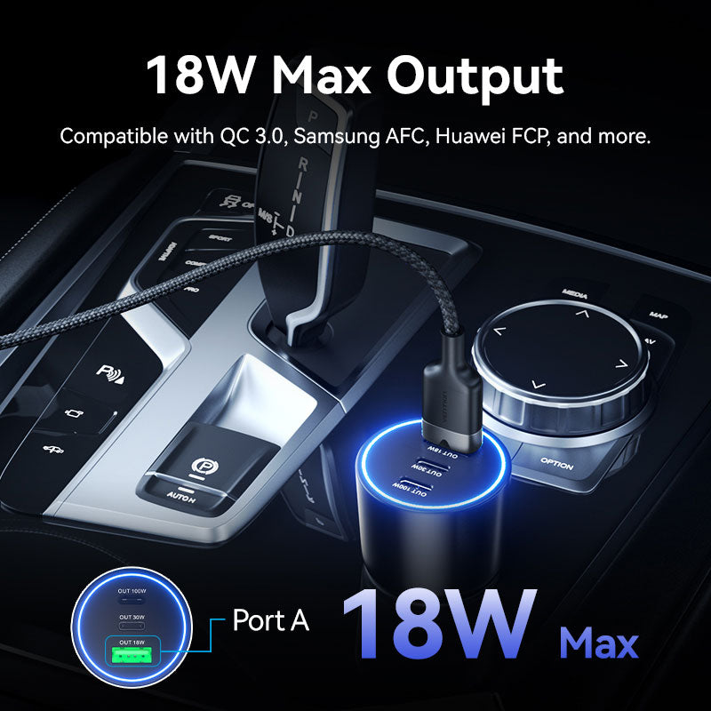 Vention Three-Port USB C+C+A (100W+30W+18W) Car Charger Black ABS Type、mySite、fannypackpong