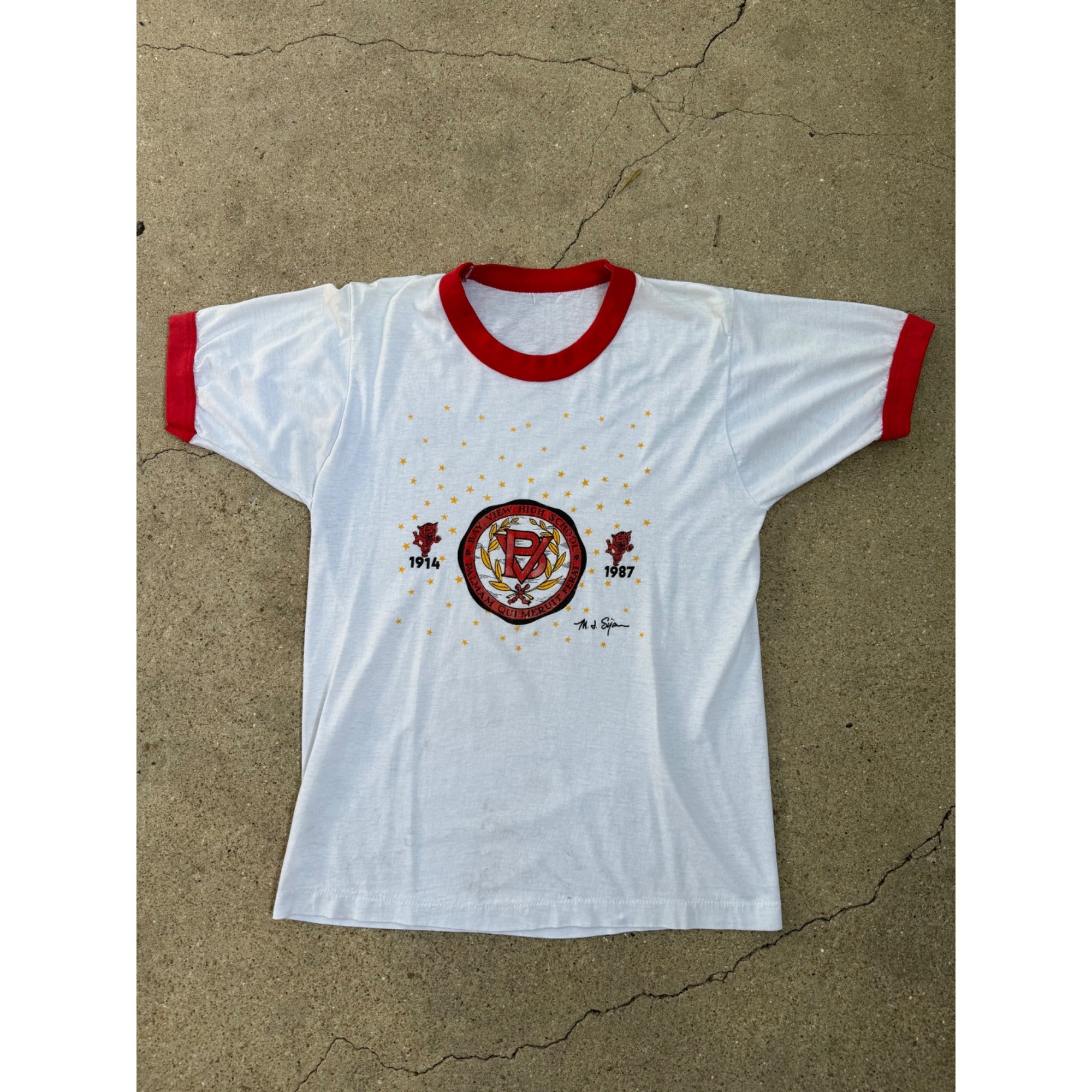 87' Bay View High School Single Stitch Ringer Tee T-Shirt Small、mySite、garagedoors4me