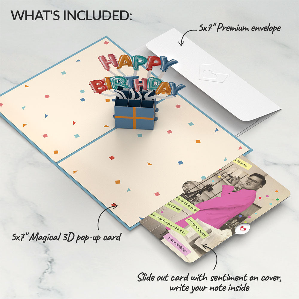 Happy Birthday Burst Pop-Up Card and Survive Another Year of Adulting Sentiment Set、mySite、solidvoid